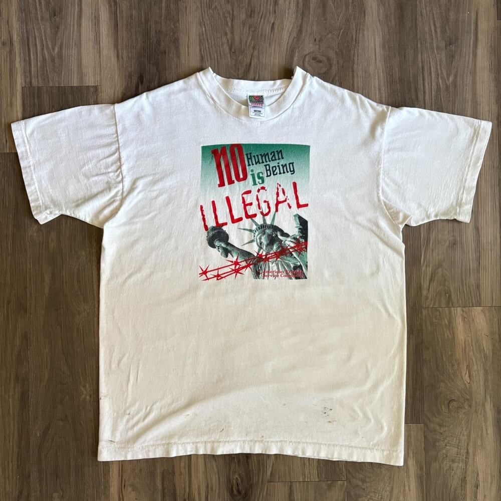 Vintage Immigration Human Rights T-Shirt Men's Size XL No Human Being Is Illegal